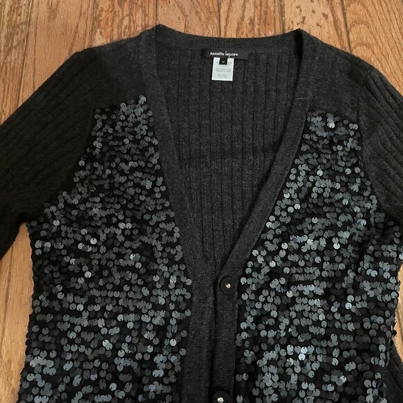 Women's 100% Merino Wool Cardigan Sweater w/ Many Many Sequins - Picture 2 of 2